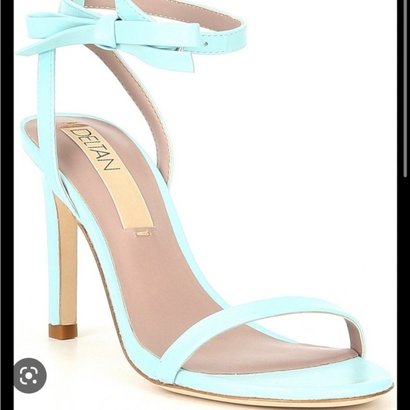 Deltan Miranda Leather Ankle Bow Dress Sandals Blue Mint Green Size 9 NWOT - Picture 1 of 6